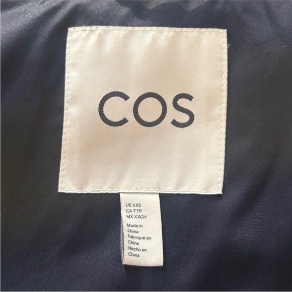 Cos Oversized Puffer Jacket Designer A Line Coat Down Filled Navy Blue Size Xxs - Picture 3 of 14